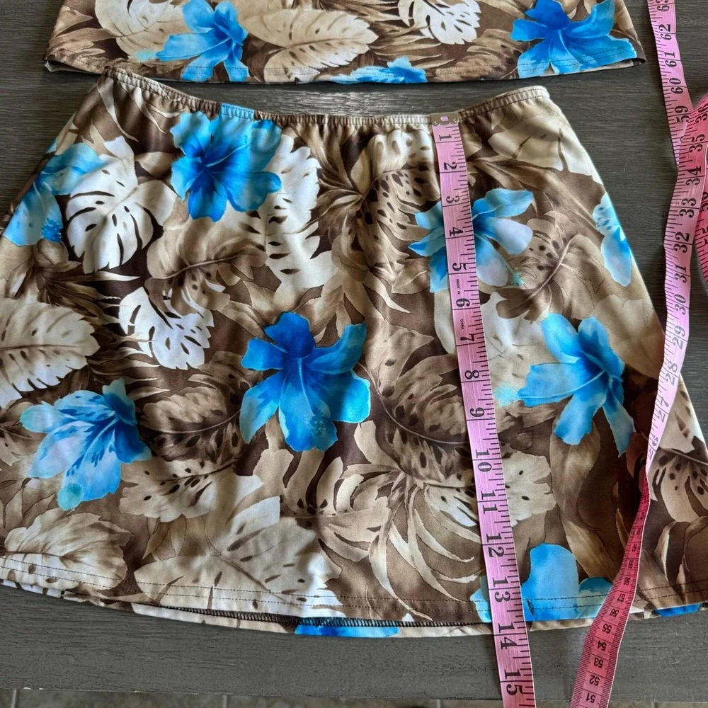 Vintage Skirt Set Tankini Swimsuit Tropical Floral S - Picture 10 of 10